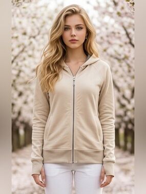 lululemon athletica Cream Zip Hoodie with Ribbed Trim